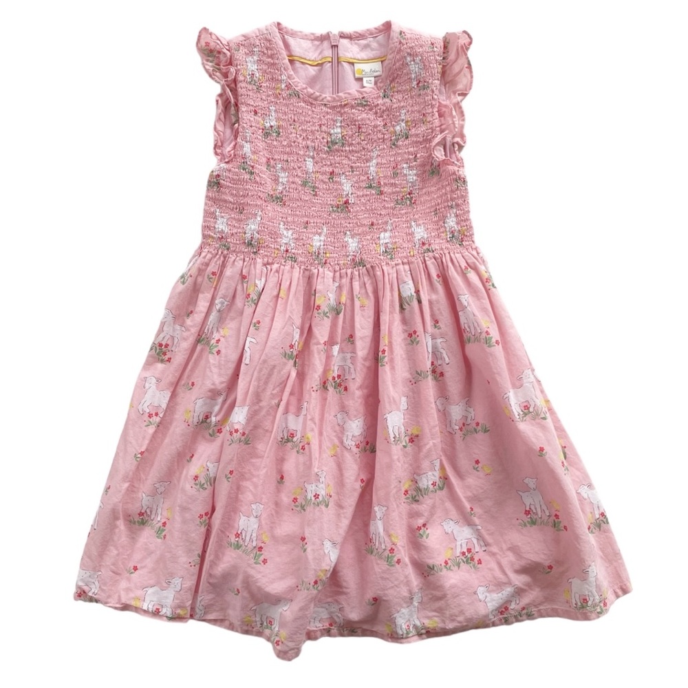 Mini Boden Lamb & Chicks Dress 6/7 Spring Easter